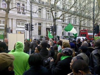 See What Angry Nigerians in UK Did At High Commission Today, Because Of President Buhari