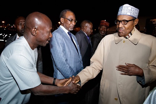 Photos Of Nigerian President, Buhari As He Arrives Addis Ababa For The 30th Ordinary Session Of The African Union