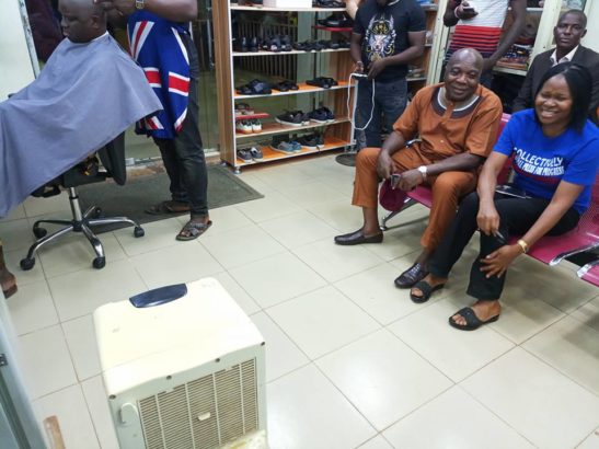 Governor, Fayose, Spotted, Having His Haircut at A Public Barbing Salon