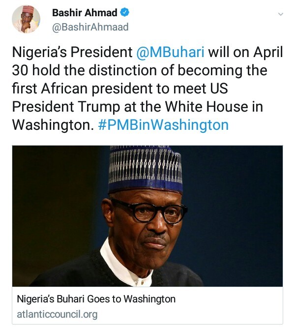 Nigerians Trolls Presidential Media Aide for Saying Buhari Will Be the First African President to Meet Donald Trump 