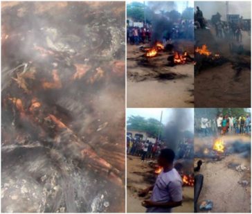 Eye Popping Photos, of 3 Motorcycle Thieves, Burnt to Death In Cross River 