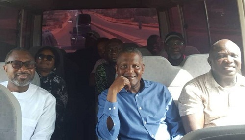 Billionaire, Femi Otedola Enjoys Sunday Bus Ride With Governor Ambode And Aliko Dangote [Photos]