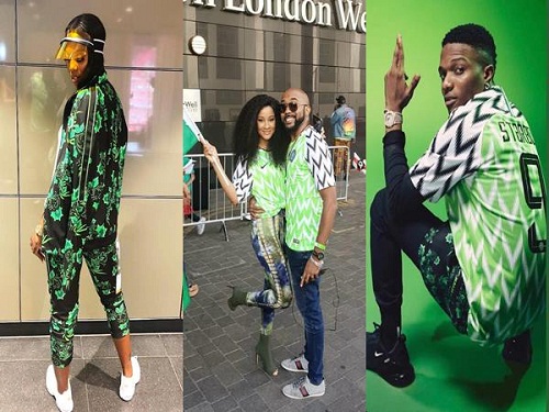 See Adorable Photos Of Your Favourite Celebrities Rocking Nigeria’s World Cup Kit