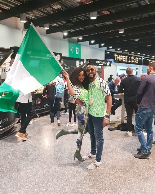 See Adorable Photos Of Your Favourite Celebrities Rocking Nigeria’s World Cup Kit