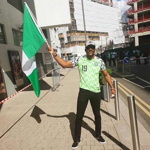 See Adorable Photos Of Your Favourite Celebrities Rocking Nigeria’s World Cup Kit