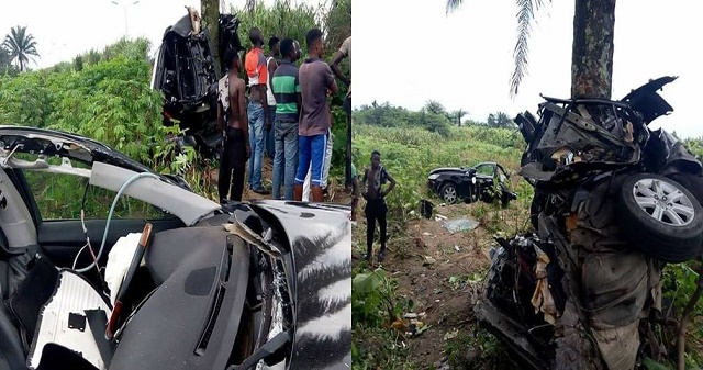 Man miraculously walks Out Unharmed after His Car Crashed into a Tree, Splitting into Two in Delta [Photos]