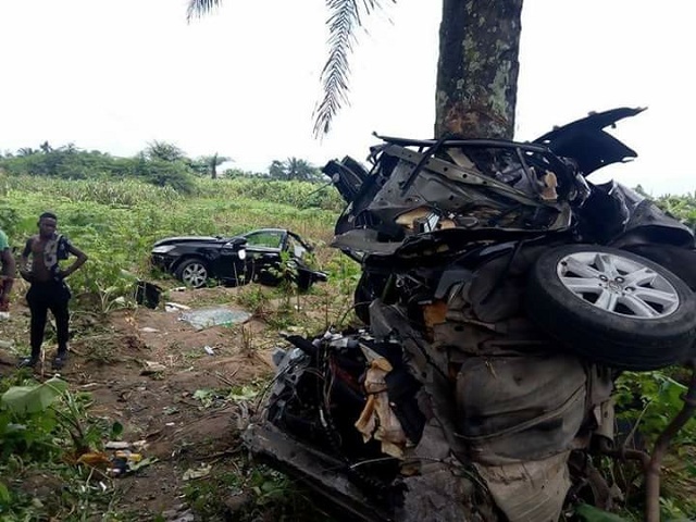 Man miraculously walks Out Unharmed after His Car Crashed into a Tree, Splitting into Two in Delta [Photos]