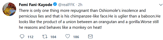 FFK Trolls the Heck out Of Oshiomhole, Says He Looks like A Product between an Orangutan and a Gorilla 