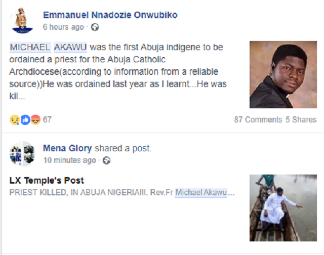 First Indigenous Abuja Catholic Priest, Rev Fr. Micheal Akawu, Killed By Robbers