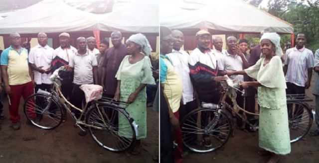 Popular Speaker from Abia State House of Assembly Empowers Old Woman with Bicycle [Photos]