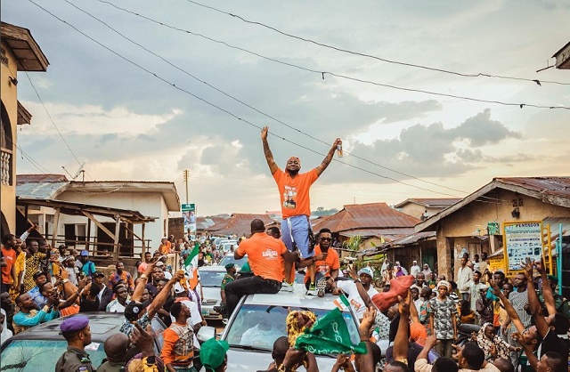 More photos of davido as he was mobbed by crowd when campaigning for his uncle Ademola Adeleke in Osun