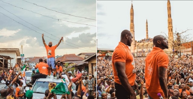 More photos of davido as he was mobbed by crowd when campaigning for his uncle Ademola Adeleke in Osun