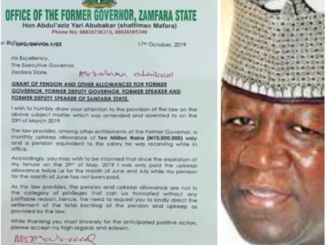 Breaking!! Ex-governor Abdul Aziz Yari writes Zamfara State Government To Demand Payment Of Allowance