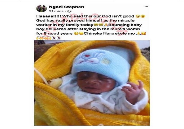 Yet Another Miracle As Lady Finally Gives Birth After An 8-Year Long Pregnancy (Photo)