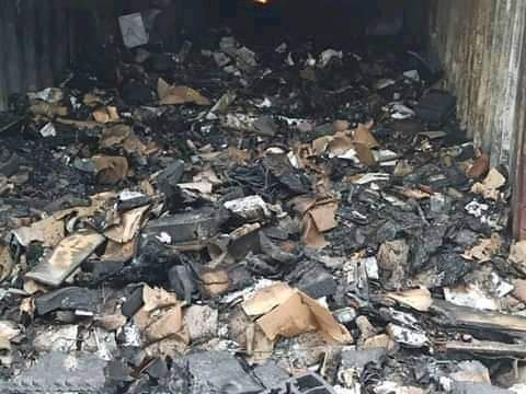 Ondo Election: More Pictures Of Over 5100 Burnt Card Readers From  INEC Office Akure