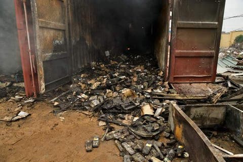 Ondo Election: More Pictures Of Over 5100 Burnt Card Readers From  INEC Office Akure