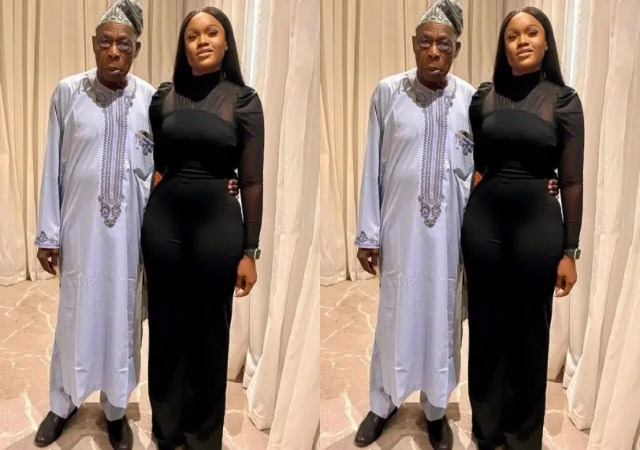 ‘Baba too like waist’- Reactions as Olusegun Obasanjo Sparks speculation with Cee-C in New Photo