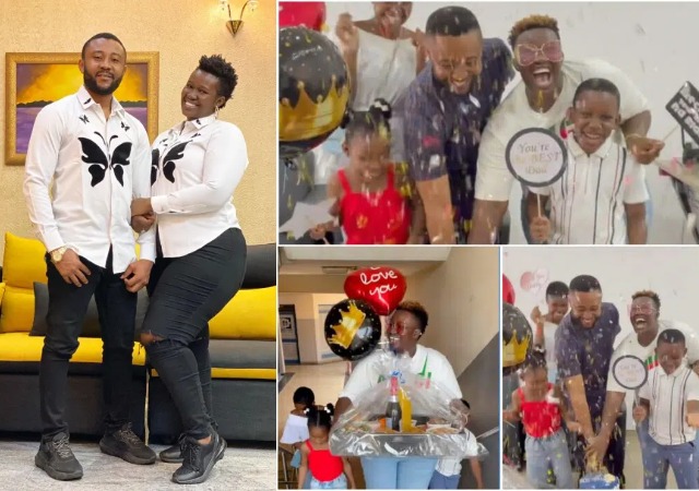 Comedienne Real Warri Pikin and her children pull a beautiful birthday surprise for her husband at his office [Video]