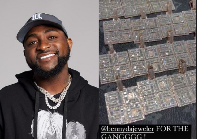 Davido Splashes Millions Of Naira On Customized 30BG Diamond Pendants For 'Gang' [Video]