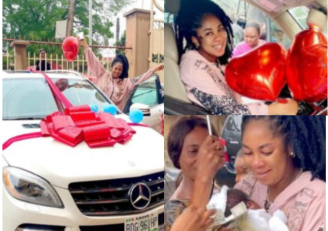 Actress Amarachi Igidimbah’s Emotional as Husband Buys Her a Benz as Push Gift [Video]