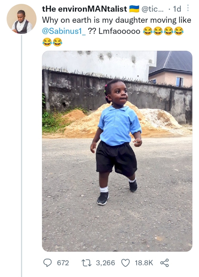 Why Is My Daughter Walking Like You? – Man Asks Oga Sabinus, Triggers Speculations Online