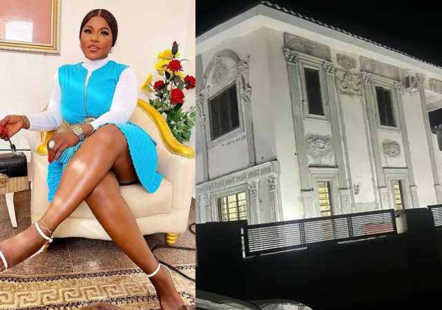 Actress Destiny Etiko in awe at the transformation of her multi-million naira mansion in Enugu