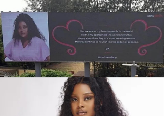 “God, I Come on Bended Knees Again” – Reactions as Man Rents Giant Billboard to Celebrate Girlfriend on Valentine’s Day