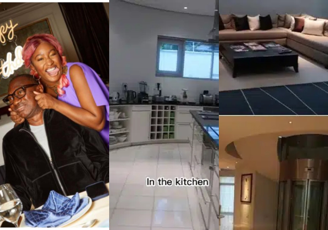 “I can never be poor” – DJ Cuppy sh0ws off interior of her billionaire dad, Femi Otedola’s Lagos mansion [Video]