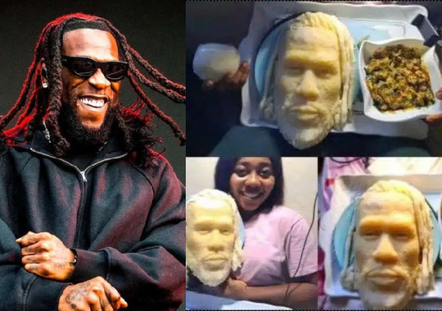 Lady skillfully recreates Burna Boy’s face with ‘fufu’