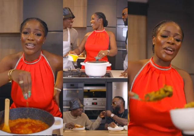 “Always serving beauty” – Iyanya, Spyro link up with Hilda Baci, assist her in cooking in funny video