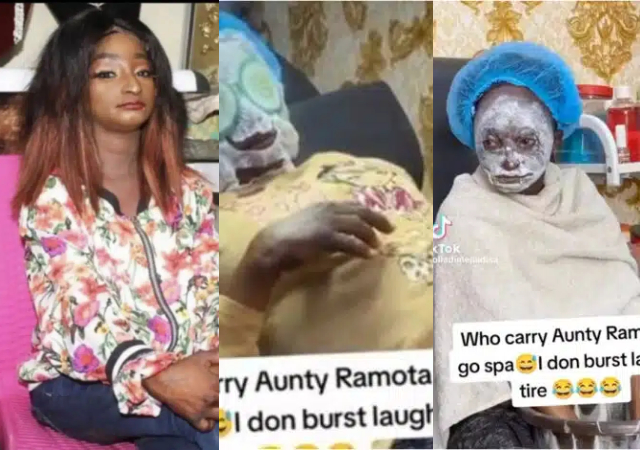 “She no wan gree” – Nigerians reacts as Aunty Ramota storms beauty spa