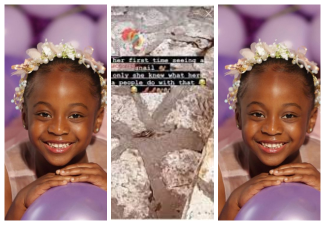 ‘She Go Still Know What’s Up’- Reactions Trails As Davido’s Daughter Hailey Screams After Seeing Snail For The First Time