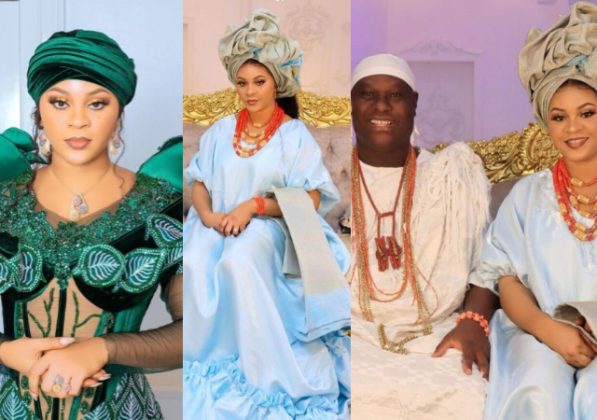 Jubilations as Ooni of Ife and thrid wife, Olori Tobi Philips welcome ...