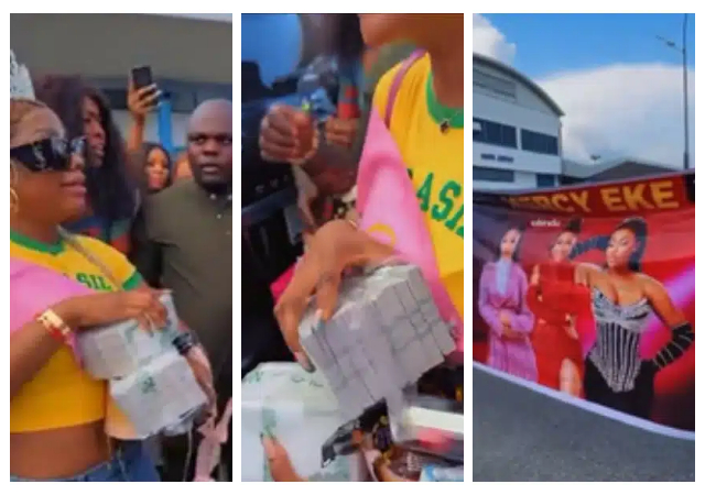 Fans Surprise Mercy Eke Warri with Cash, Flowers, And Money Bouquet in Warri