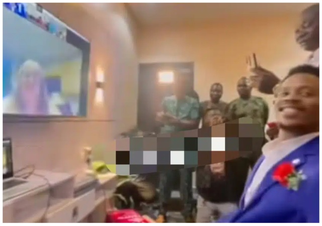  “The hustle is real” - Reactions as Nigerian man marries his US girlfriend through a video call