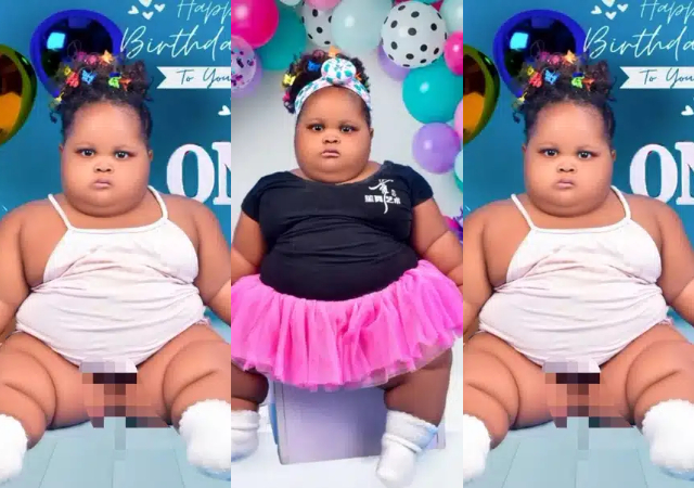 “The madam cash we’ve been reading in MacMillan textbook” – Reactions as beautiful chubby girl stuns in 1-year-old birthday photoshoot