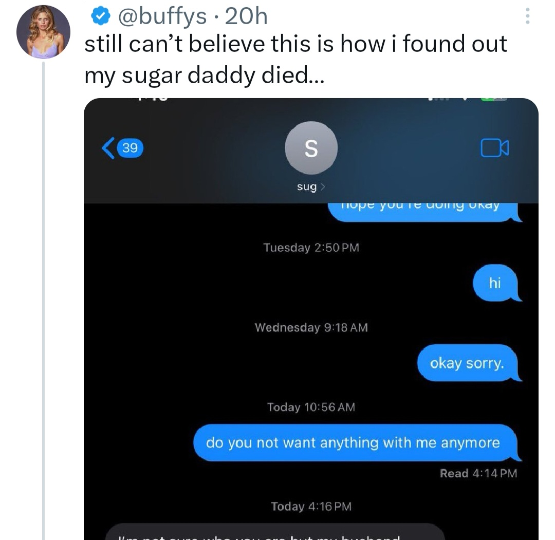 Woman discloses how she discovered her sugar daddy had passed away