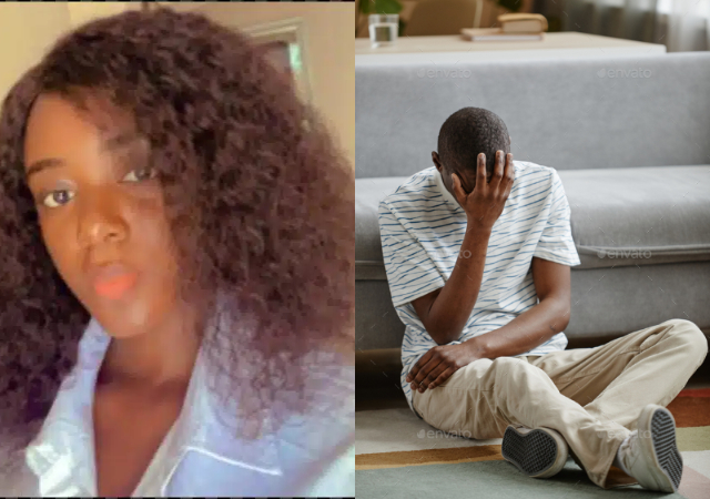 Lady breaks down in tears, accuses boyfriend of cheating after discovering what kept him occupied