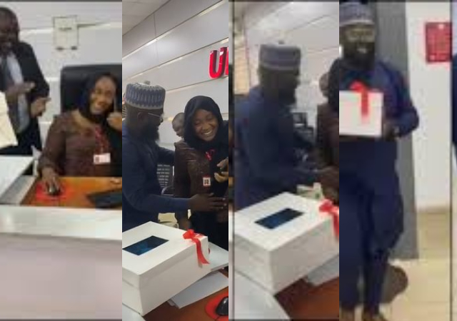 Moment Romantic Husband Storms Bank To Surprise His Wife On Her Birthday