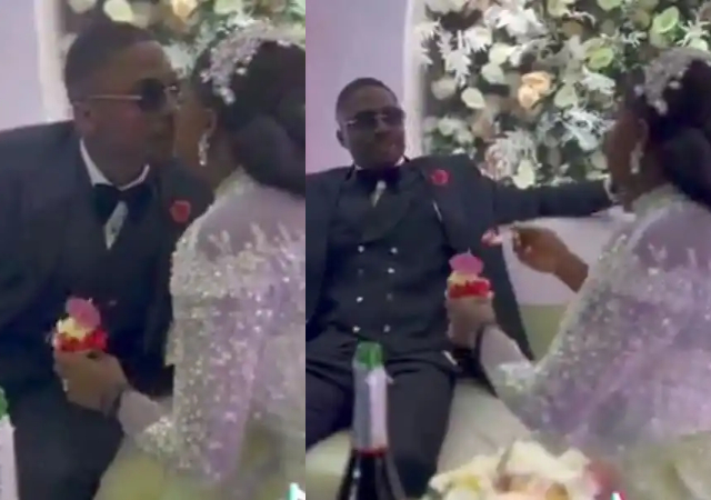 “The beginning of the end, She don mark am” – Husband refuses to be fed because wife refused kneel to feed him on their wedding day