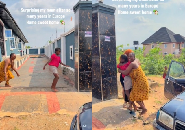 Mother jubilates as daughter surprises her with unexpected visit after many years in Europe