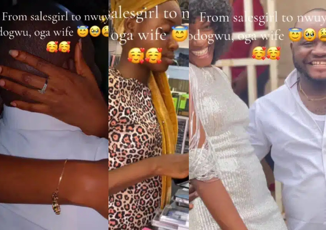 Lady turns 'oga’s wife' after serving as sales girl in his shop