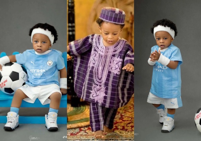 MohBad’s first and only child, Liam celebrates birthday with football-themed photoshoot