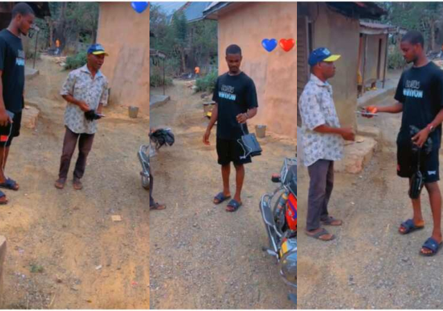 “Your father looks so humble"- Father's Priceless Reactions As His Son Buys Him New Motorcycle Trends