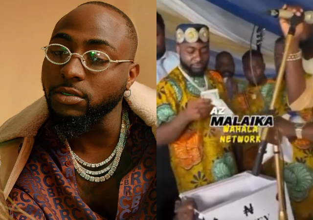 “If 001 fit fear EFCC like this then who are you" - Netizens reacts as Davido throws stack of cash into money box in an event