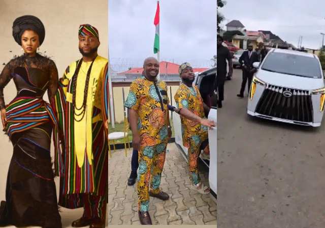 “I thought the car was gifted to his wife" - Reactions as Davido arrives Osun state with his wedding car gift