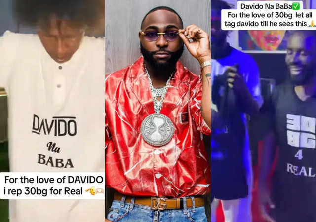 Singer Davido’s die-hard fans flaunts ‘Davido Na Baba’ and ’30BG 4 Real’ shirts, compose song for him