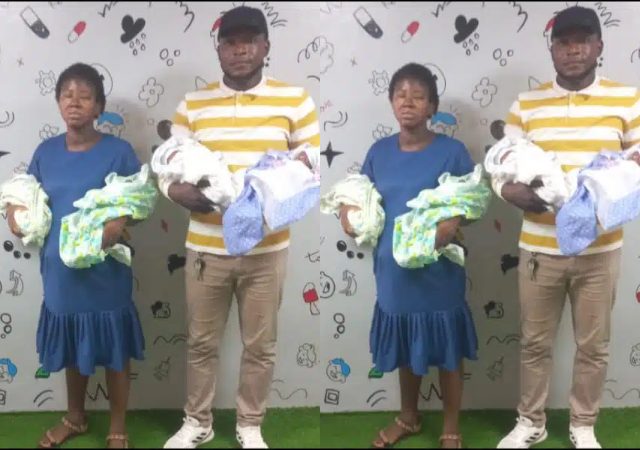 Nigerian man cries out as wife delivers quadruplets after trying to have one more child