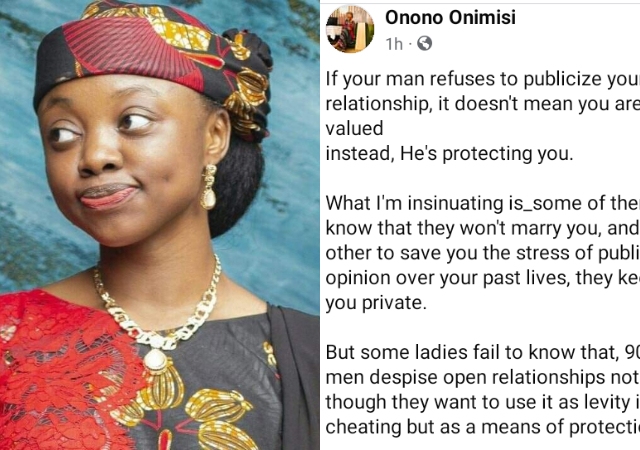 "Man who hasn't married you but keeps flaunting you on social media is reducing your market worth as a woman" -  Lady claims