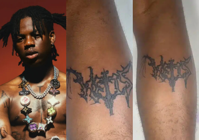 Strong fan of Rema tattoos singer's new album symbol on his leg